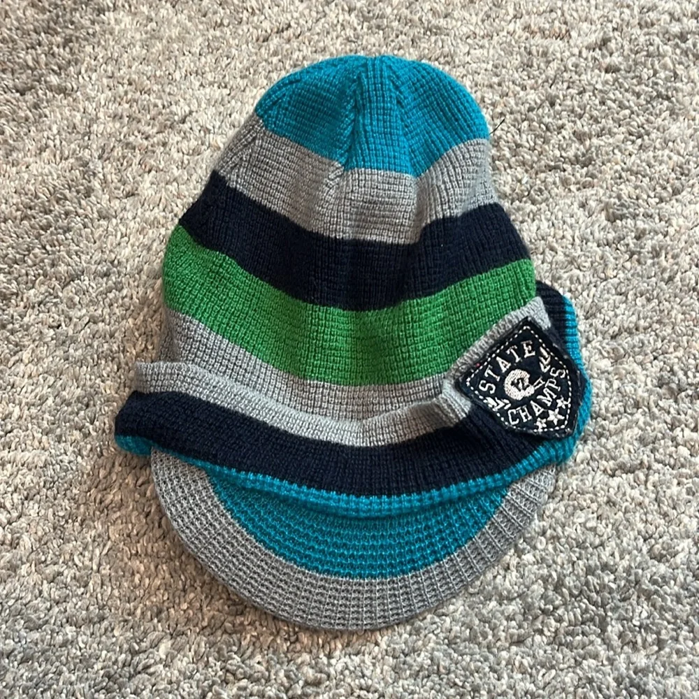 Striped Straight Brim Beanie Set for Little Boys